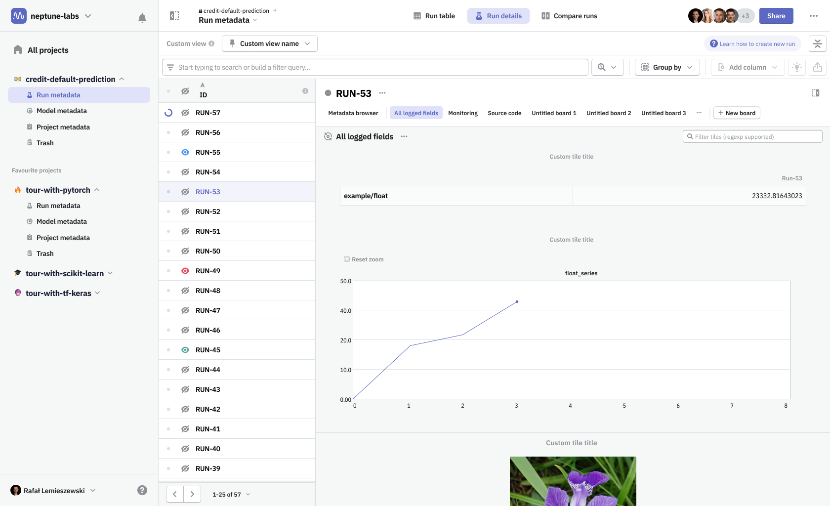 All logged fields automatic dashboard